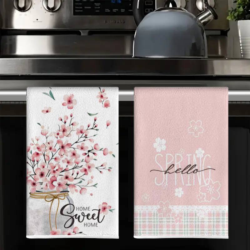 4 szt., Różowe kwiatowe ręczni – Home Cooking Is The Best recenzja i cena