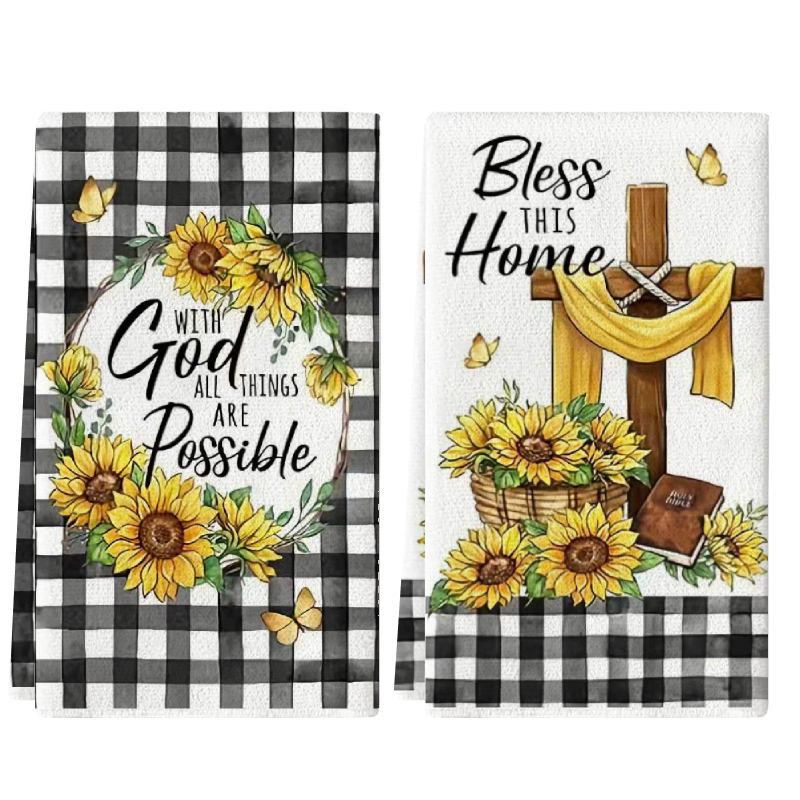 2 szt., czarno-białe ręczniki  – Home Cooking Is The Best recenzja i cena